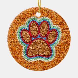 Low Poly Dog Paw Art Ceramic Tree Decoration