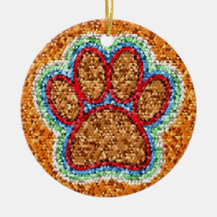 Low Poly Dog Paw Art Ceramic Tree Decoration