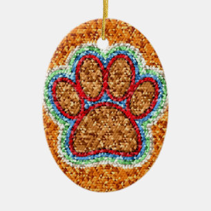 Low Poly Dog Paw Art Ceramic Tree Decoration