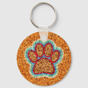 Low Poly Dog Paw Art Key Ring