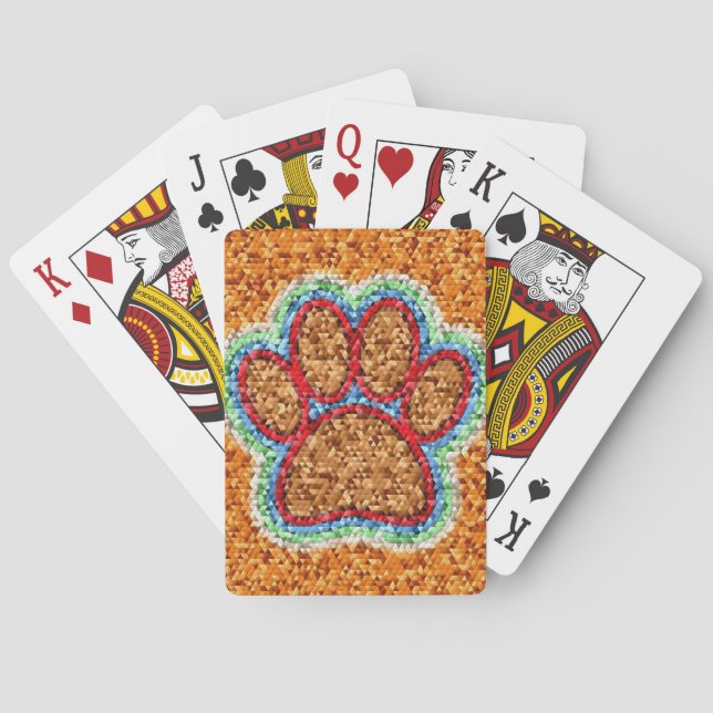 Low Poly Dog Paw Art Playing Cards (Back)