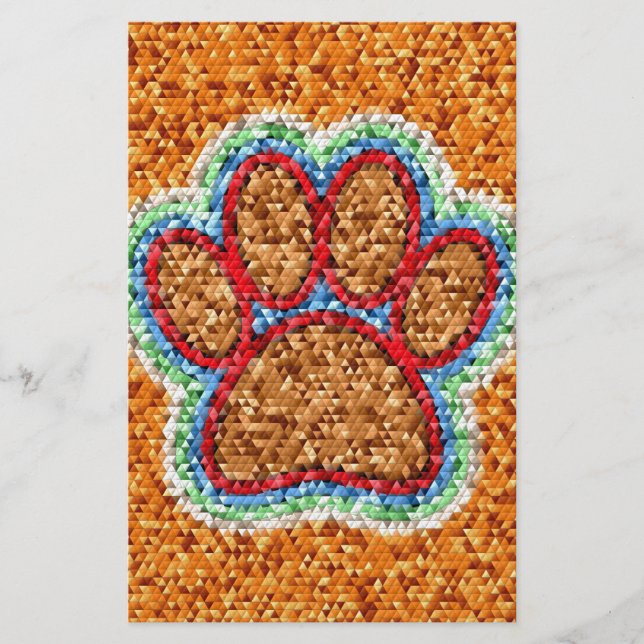 Low Poly Dog Paw Art Stationery (Front)