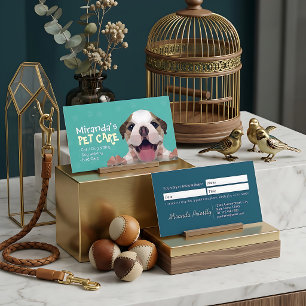 Low Poly Dog Pet Care Grooming Bathing Food Salon Appointment Card