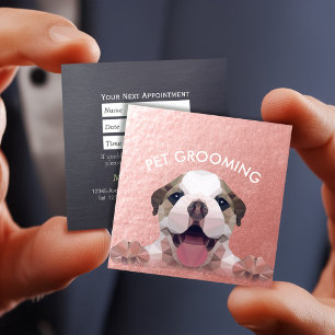 Low Poly Dog Pet Care Grooming Bathing Food Salon Appointment Card