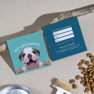 Low Poly Dog Pet Care Grooming Bathing Food Salon Appointment Card