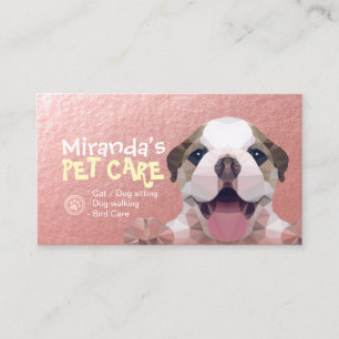 Low Poly Dog Pet Care Grooming Bathing Food Salon Appointment Card