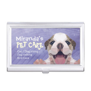 Low Poly Dog Pet Care Grooming Bathing Food Salon  Business Card Holder