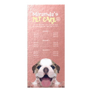 Low Poly Dog Pet Care Grooming Bathing Price List Rack Card
