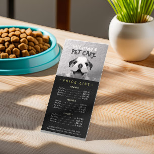 Low Poly Dog Pet Care Grooming Bathing Price List  Rack Card