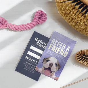 Low Poly Dog Pet Care Sitting Bathing & Grooming Referral Card