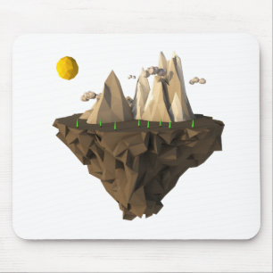 low poly floating island 3d render mouse mat
