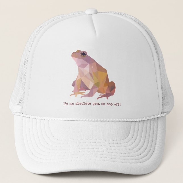 Low Poly Frog “I’m an absolute gem” Trucker Hat (Front)