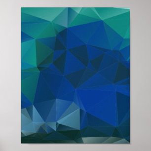 Low Poly Geometric Triangle Pattern Blue Aesthetic Poster