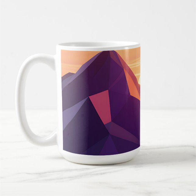 Low Poly Mountain Sunset Geometric Coffee Mug (Left)