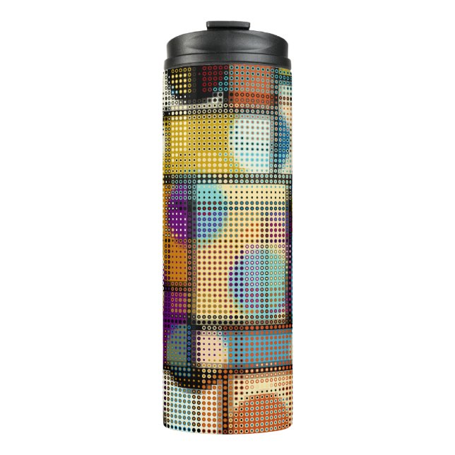 Low poly pixel art, geometric pattern. thermal tumbler (Front)
