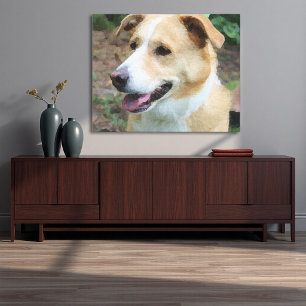 Low-Poly Shelter Dog on a Leash Canvas Print