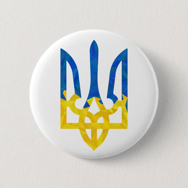 Low polygonal Ukrainian trident 6 Cm Round Badge (Front)