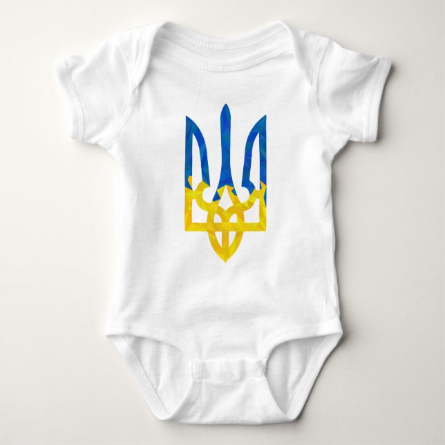 Low polygonal Ukrainian trident Baby Bodysuit (Front)