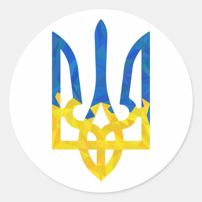 Low polygonal Ukrainian trident Classic Round Sticker (Front)