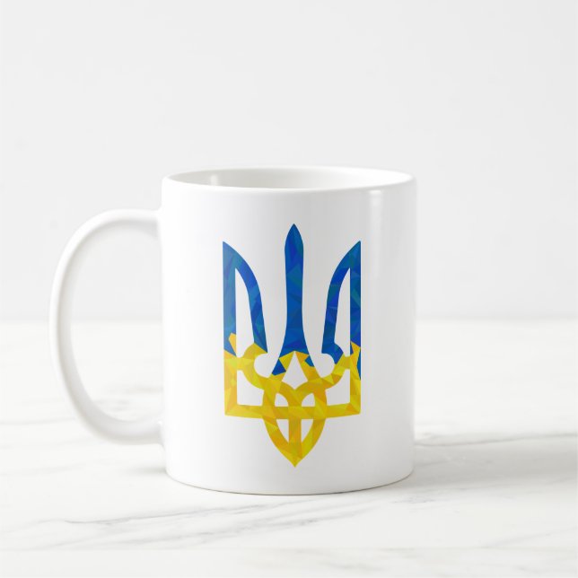 Low polygonal Ukrainian trident Coffee Mug (Left)