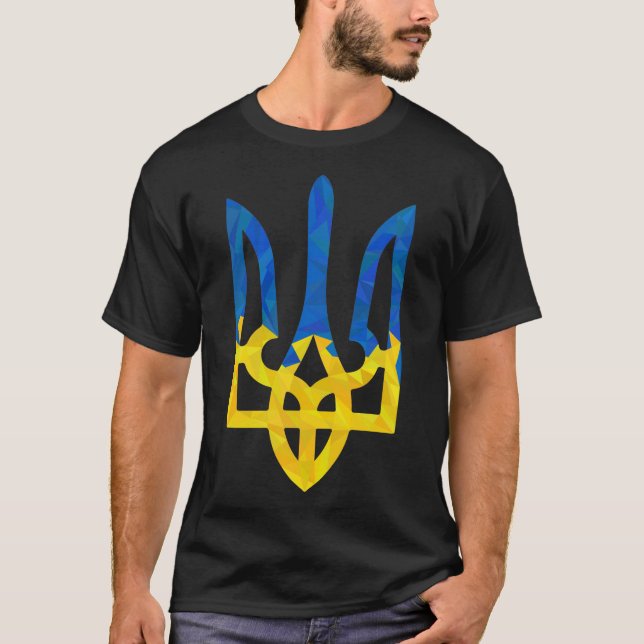 Low polygonal Ukrainian trident T-Shirt (Front)