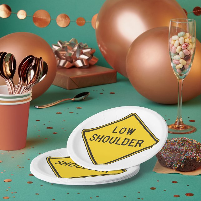 Low Shoulder Road Sign Paper Plate (Creator Uploaded)