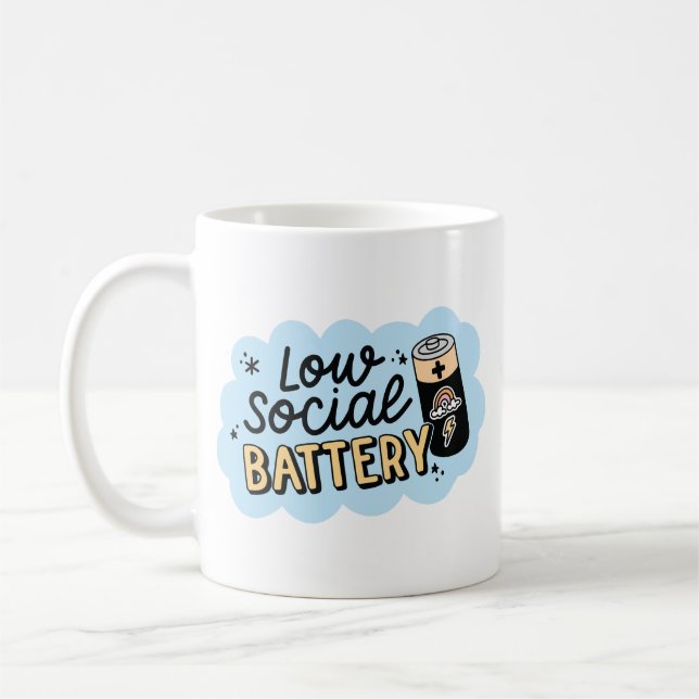Low Social Battery Introvert Humor Coffee Mug (Left)