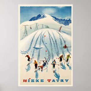 Low Tatras Nizke Tatry Slovakia Vintage Ski Poster