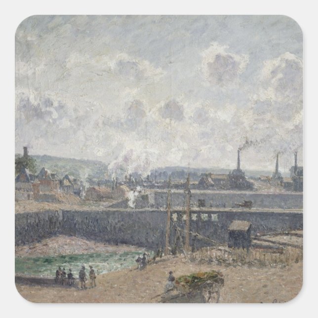 Low Tide at Duquesne Docks, Dieppe, 1902 Square Sticker (Front)