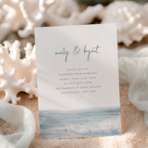 Low Tide Coastal Watercolor Script Wedding Invitation