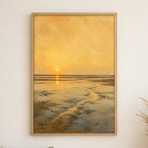 Low Tide Mirror Watercolour Coastal Art Poster