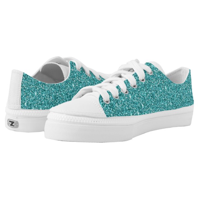 Low Top Shoes Teal glitter for men and women. (Pair)