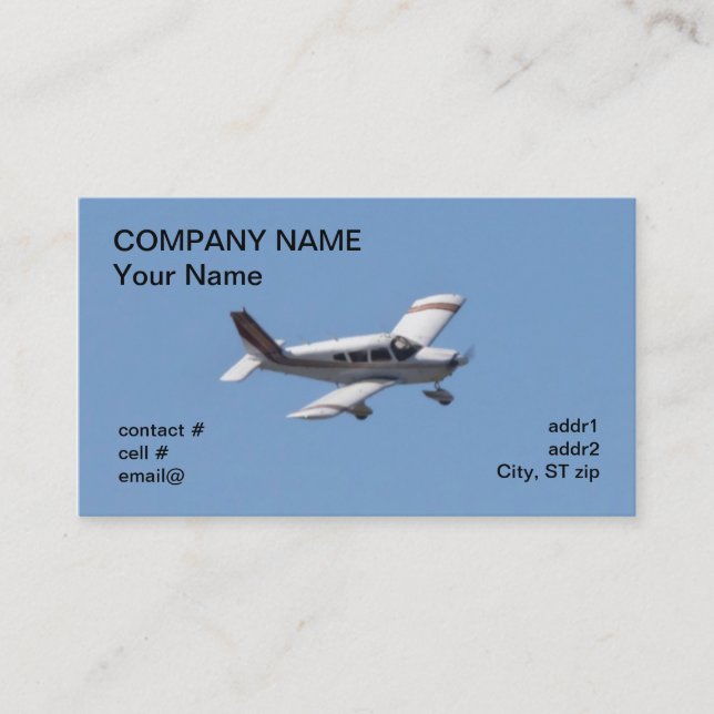 low wing light aircraft business card (Front)