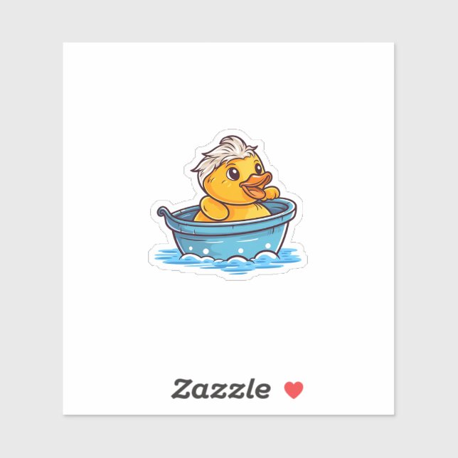 Low yellow kawaii rubber duck in bathtub (Sheet)
