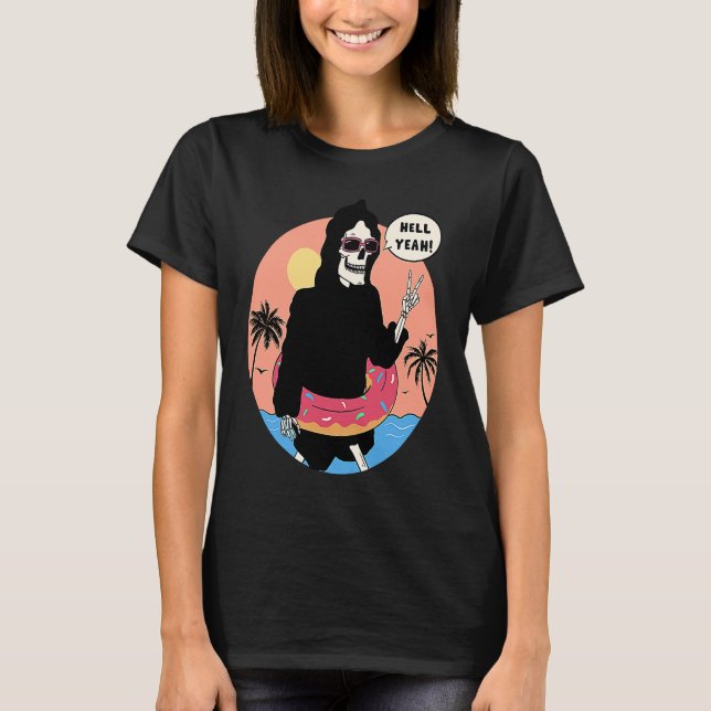 Lowbrow art Macabre Style Grim Reaper Beach T-Shirt (Front)