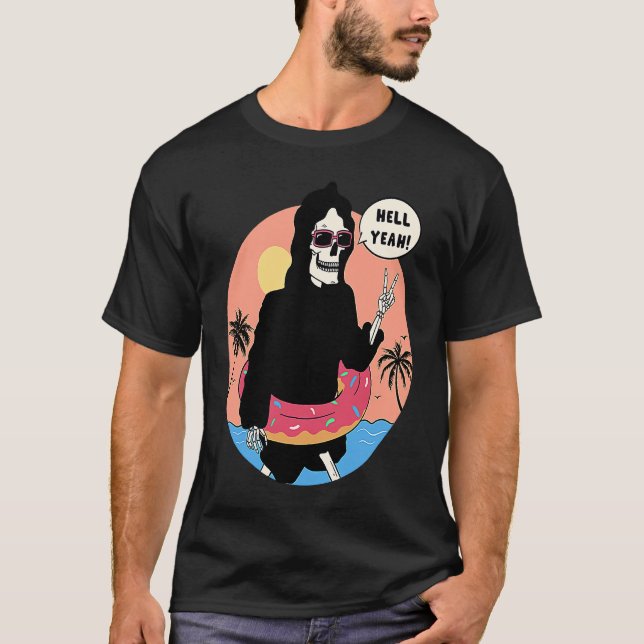 Lowbrow art Macabre Style Grim Reaper Beach T-Shirt (Front)