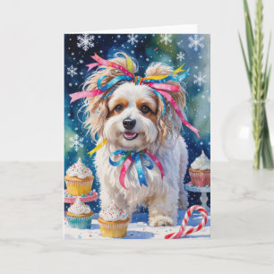 Lowchen Dog Christmas Greeting Card