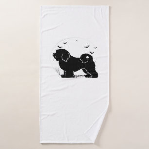Lowchen Dog � Halloween Moon Silhouette Classic T- Bath Towel