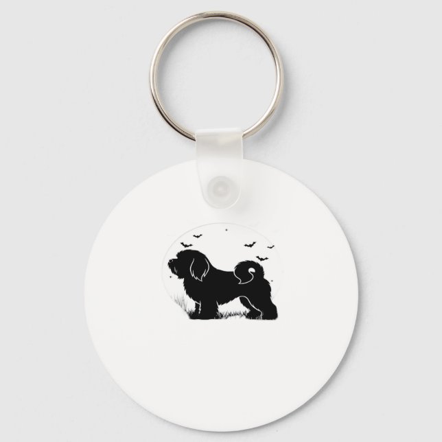 Lowchen Dog � Halloween Moon Silhouette Classic T- Key Ring (Front)