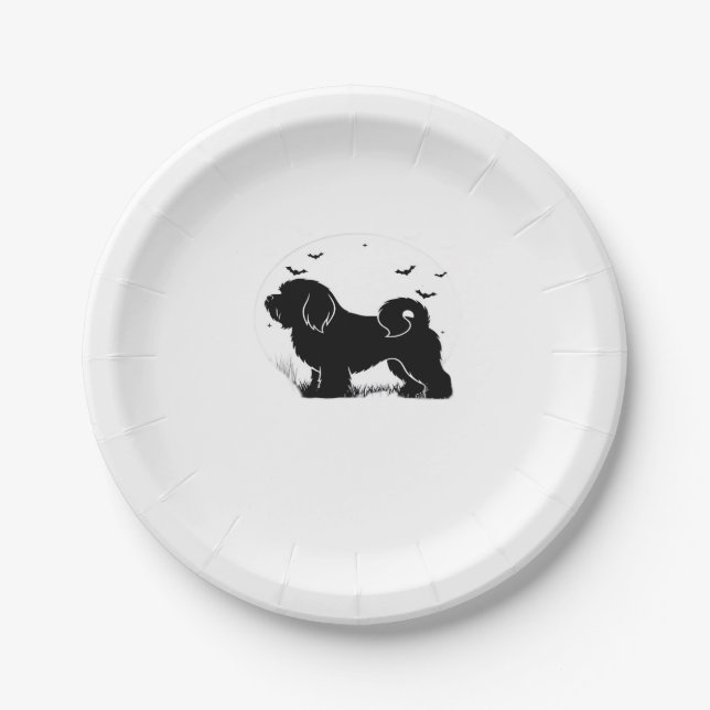 Lowchen Dog � Halloween Moon Silhouette Classic T- Paper Plate (Front)