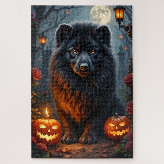 Lowchen Gothic Halloween Portrait Art Jigsaw Puzzle (Vertical)