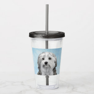 Lowchen Painting - Cute Original Dog Art Acrylic Tumbler
