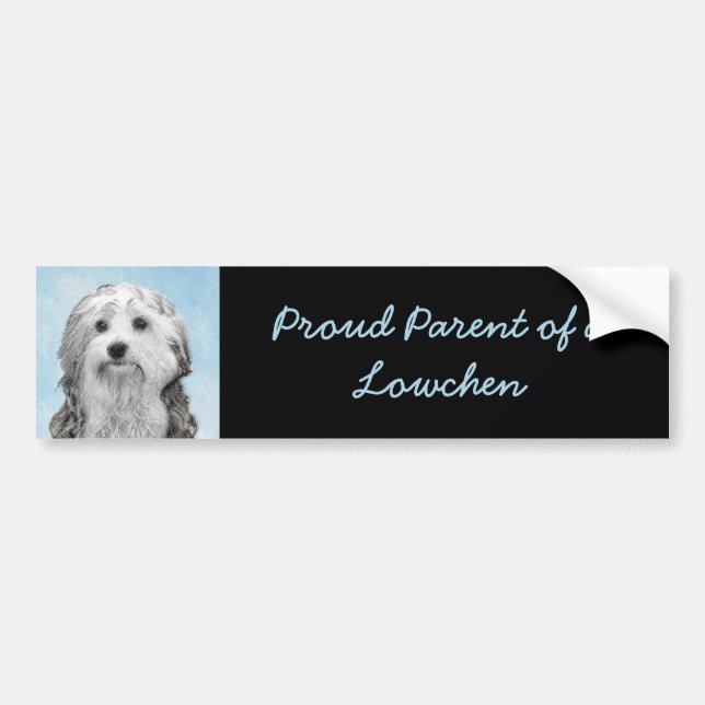 Lowchen Painting - Cute Original Dog Art Bumper Sticker (Front)