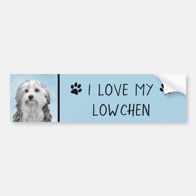 Lowchen Painting - Cute Original Dog Art Bumper Sticker (Front)