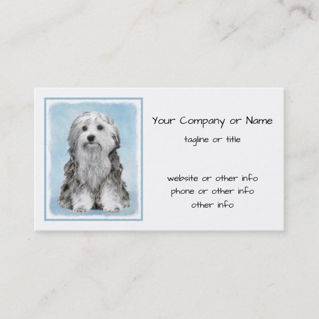 Lowchen Painting - Cute Original Dog Art Business Card (Front)