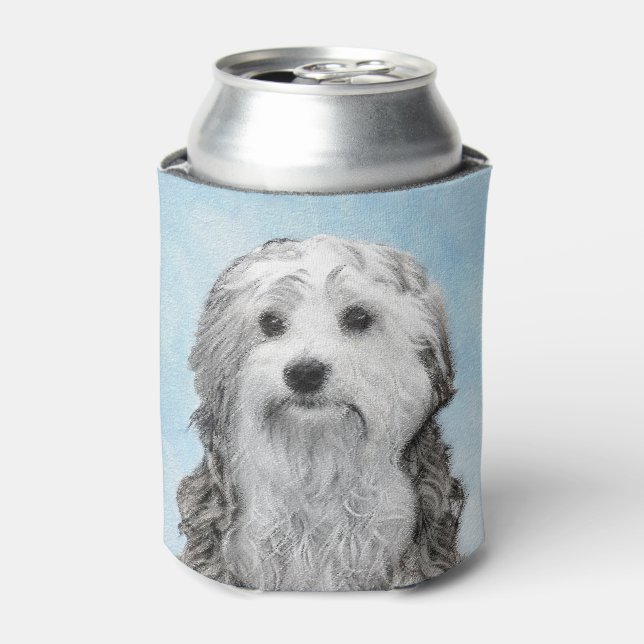 Lowchen Painting - Cute Original Dog Art Can Cooler (Can Front)