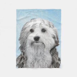 Lowchen Painting - Cute Original Dog Art Fleece Blanket