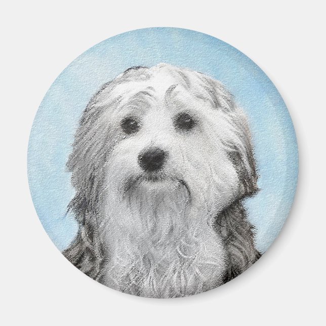 Lowchen Painting - Cute Original Dog Art Magnet (Front)
