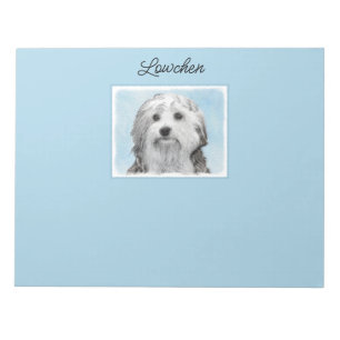 Lowchen Painting - Cute Original Dog Art Notepad