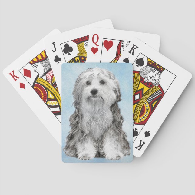 Lowchen Painting - Cute Original Dog Art Playing Cards (Back)